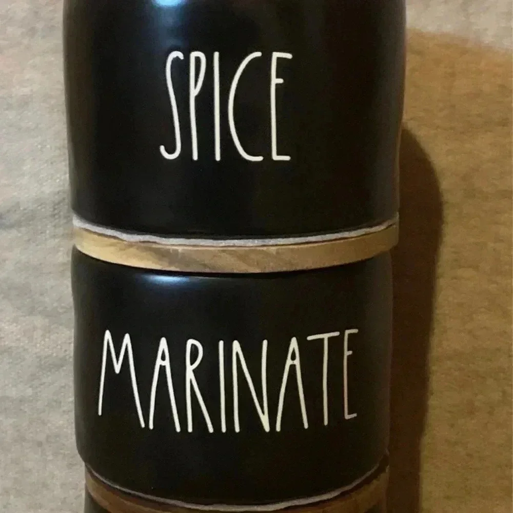Rae Dunn Black Stackable Spice Marinate Rub‎ Set